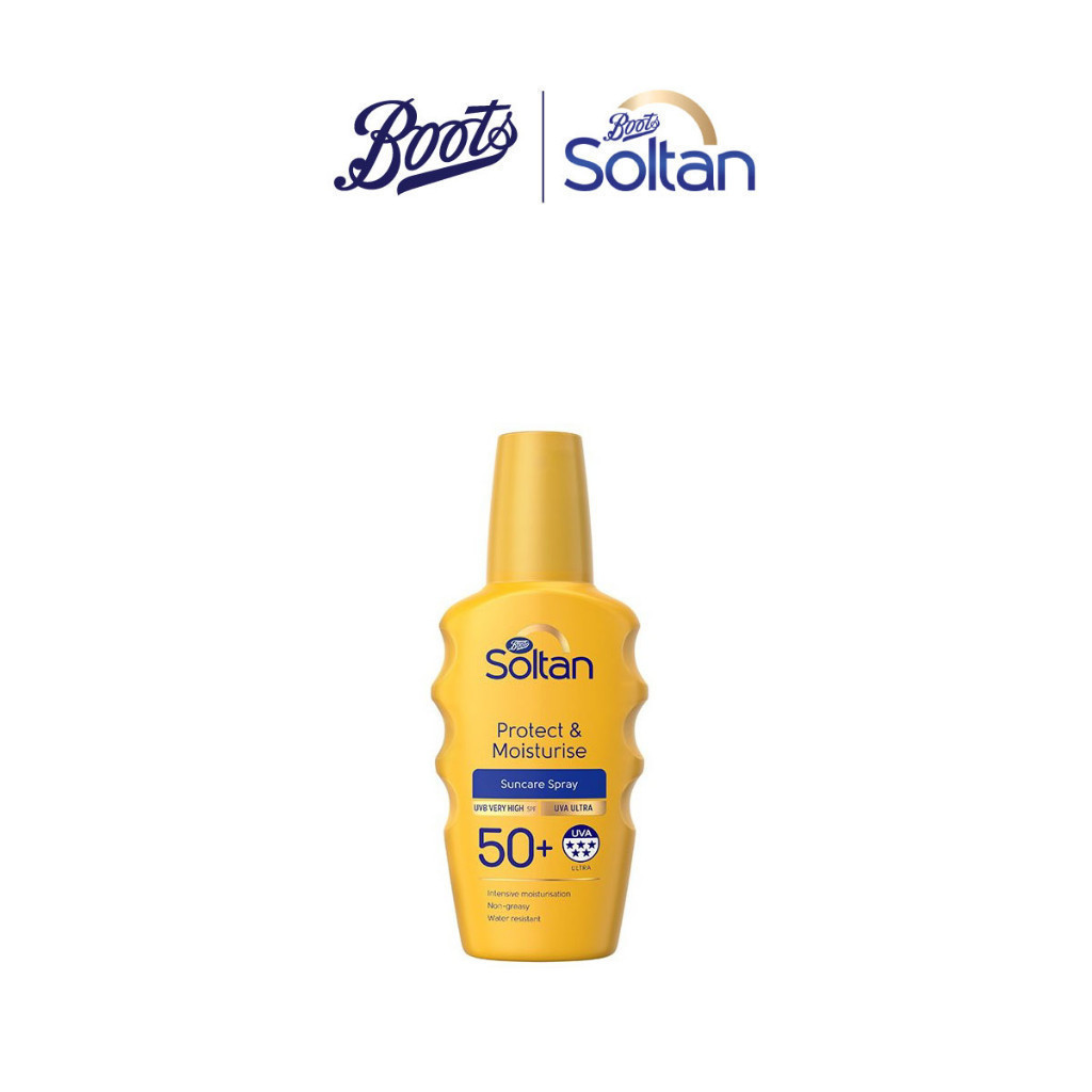 BOOTS SOLTAN บู๊ทส์ โซลแทน โพรเท็ค แอนด์ มอยส์เจอร์ไรซ์ ซันแคร์ สเปรย์ ยูวีบี เวรี่ ไฮ เอสพีเอฟ 50 +