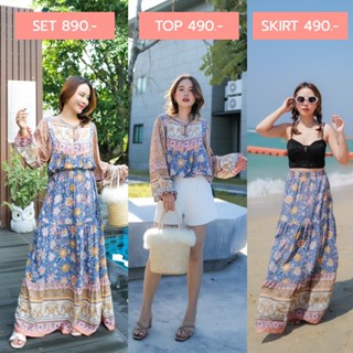 MyWay Brand : Boho Peachy Flower (SET 890Top+Skirt ใส่โค้ด MYWAYPCHY)  👋เลื่อนดูขนาดที่รูปสุดท้ายน้า