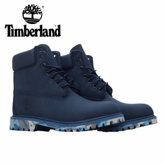 Timberland Nubuck รองเท้าบูทหนัง ข้อสูง กันความเมื่อยล้า สีฟ้า สไตล์คลาสสิก ใช้งานกลางแจ้ง ไซซ์ 36-46