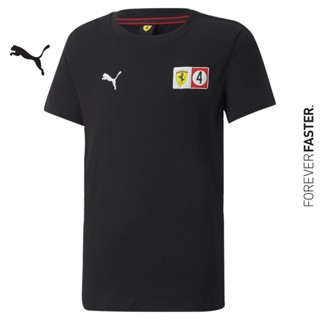 PUMA AUTO - เสื้อยืดคอกลมเด็กโต Scuderia Ferrari Race Shield Tee สีดำ - APP - 53584301