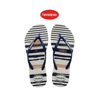 Havaianas รองเท้าแตะ Slim Nautical Flip Flops - White / Navy Blue รุ่น 41371255035WTBL(รองเท้าแตะ)