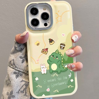 เคสโทรศัพท์มือถือ แบบนิ่ม ลายไดโนเสาร์ สีเขียว สําหรับ iPhone 14Promax 13 12 11 7Plus X XR xsmax