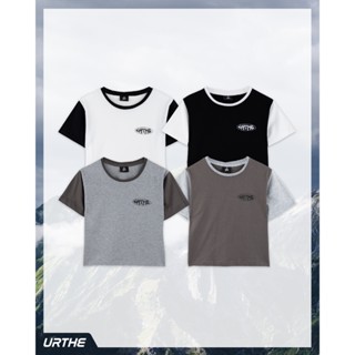 URTHE - เสื้อยืดครอป แขนสั้น สกรีนลาย รุ่น CIRCLE MINI CROP