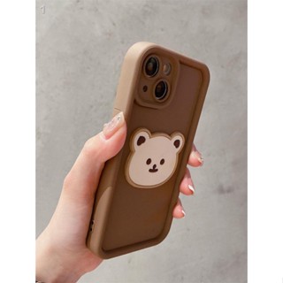 ใหม่ เคสโทรศัพท์มือถือ ลายการ์ตูนหมีสีน้ําตาลน่ารัก สามมิติ สําหรับ Iphone Apple 14promax 13 15pro 14pro