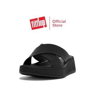 FITFLOP F MODE LEATHER CROSS SLIDES รองเท้าแตะแบบสวมผู้หญิง รุ่น FW5-090 สี ALL BLACK