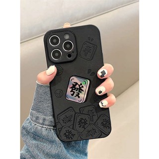 เคสโทรศัพท์มือถือ ซิลิโคน กันกระแทก ลายไพ่นกกระจอกเลเซอร์ สีดํา สําหรับ Iphone 13 14promax 11 12pro x xr xs 14plus