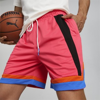 PUMA BASKETBALL - กางเกงขาสั้นบาสเกตบอลชาย Melo One Stripe สีส้ม - APP - 53800001