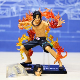 ▽﹉☍One Piece Figure Ace Model Combat Special Effects One Piece Doll Flame ของขวัญวันเกิดสำหรับเด็กผู้ชาย