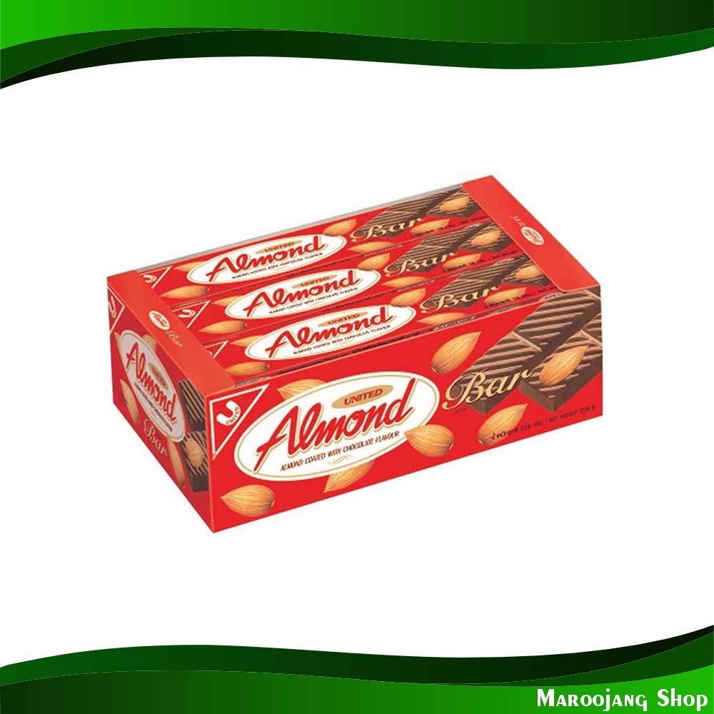 อัลมอนด์เคลือบช็อกโกแลตแบบแท่ง ยูไนเต็ดอัลมอนด์ 19 กรัม x 12 กล่อง Chocolate Covered Almond Bars Uni