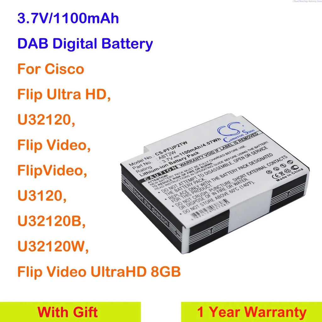 K7XO OrangeYu 1100mAh Battery ABT2W for Cisco Flip Ultra HD, Flip Video, Flip Video UltraHD 8GB, U31