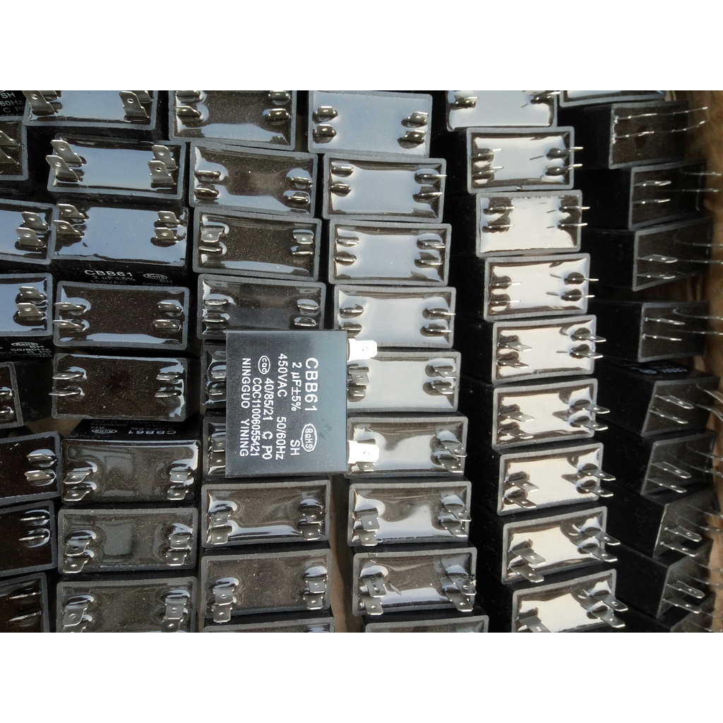 C cbb61, 2uf/450vac Dual Insert Capacitor, ตัวเก็บประจุพัดลมเครื่องปรับอากาศ, ตัวเก็บประจุมอเตอร์
