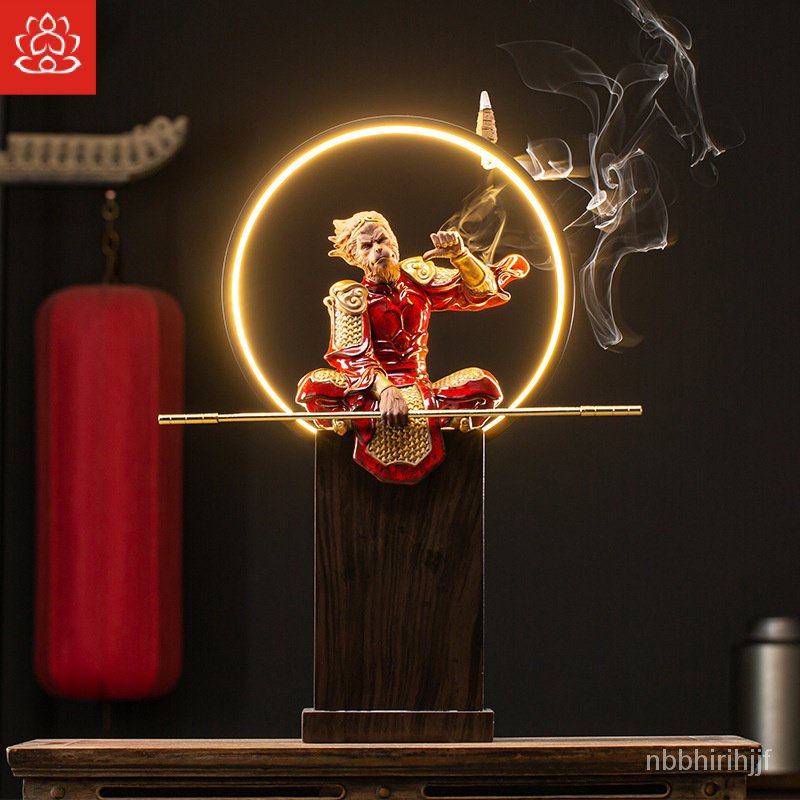 ของตกแต่งเซรามิกเซน Monkey King  ระเบียงสไตล์จีนที่สร้างสรรค์กรอบ Bogu ของตกแต่งบ้านงานฝีมือ Qitian 