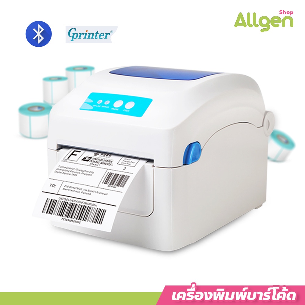 allgen เครื่องพิมพ์บาร์โค้ด Gprinter GP1324D เครื่องพิมพ์สติกเกอร์ ไม่ต้องใช้หมึกพิมพ์