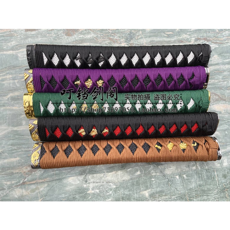 Big Fox ด้ามจับมีดดาบซามูไร หนังปลาเทียม ด้ามจับไม้ 26 ซม.