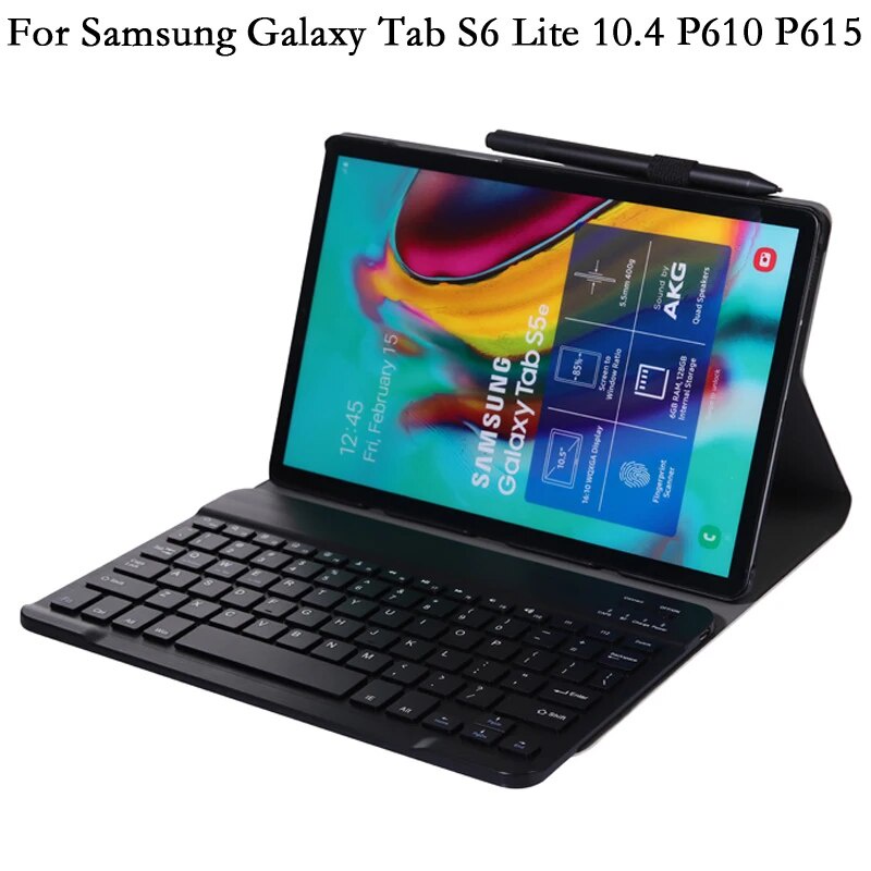 64i Split Wireless Keyboard Tablet Case for Samsung Galaxy Tab S6 Lite 10.4 S6lite P615 P610 Cover PU Leather Stan R6r