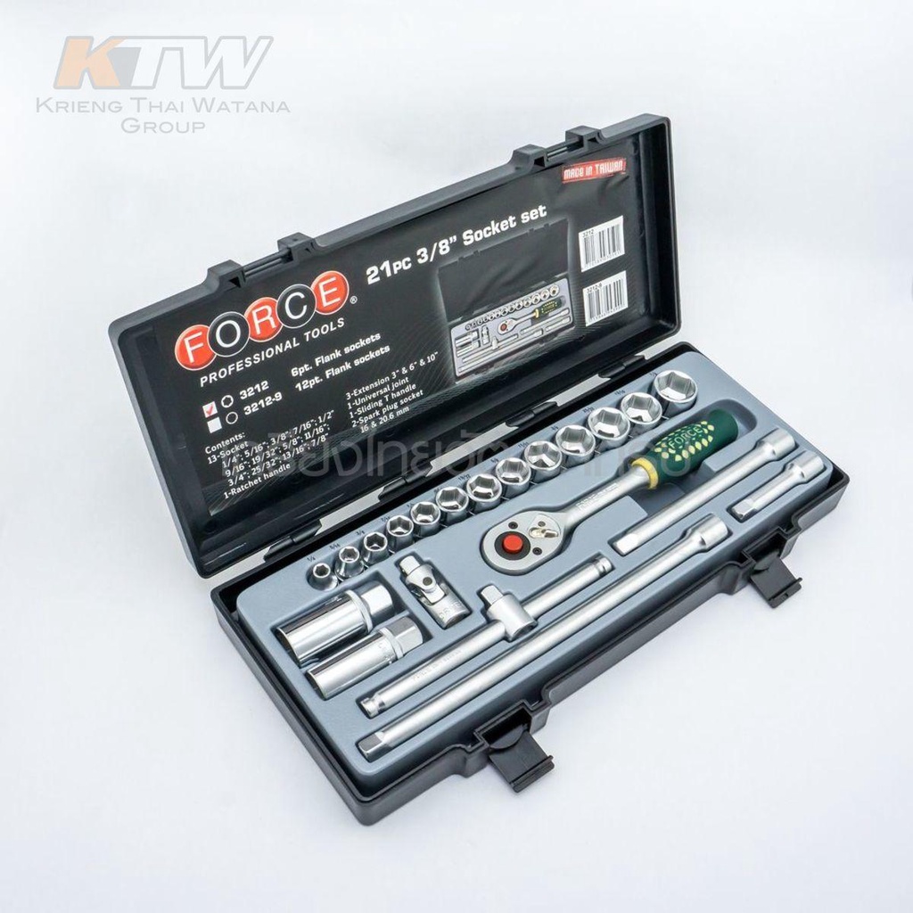 FORCE ( F131-3212 ) ชุดลูกบ๊อกซ์6เหลี่ยม 3/8" 21PS นิ้ว