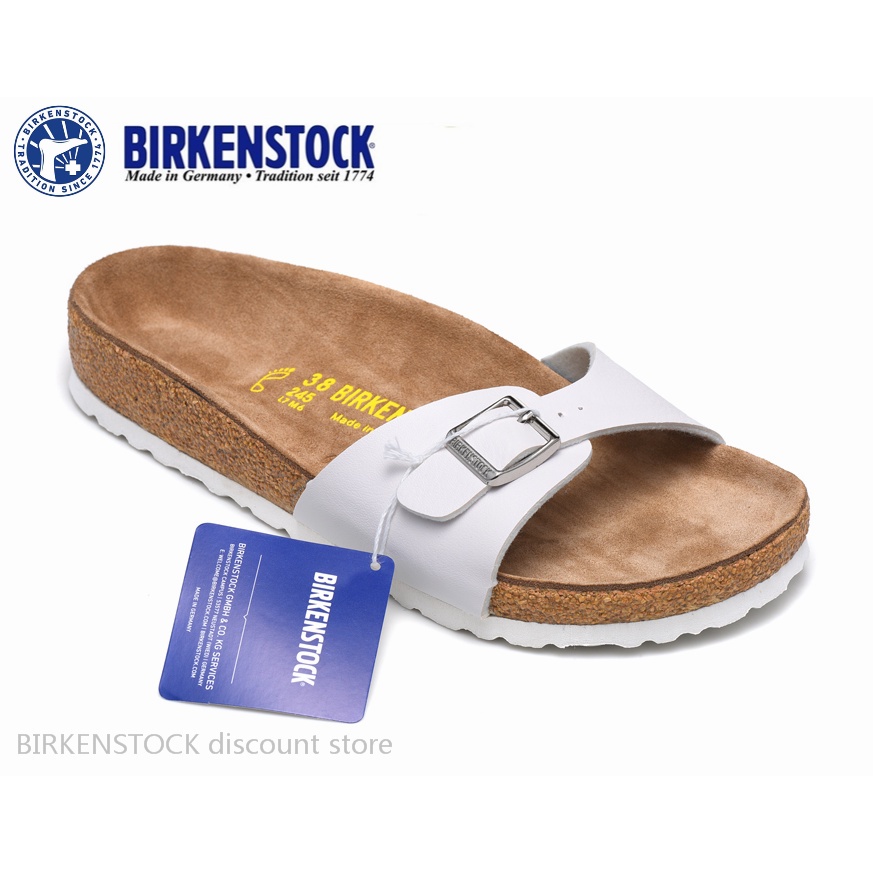 Birkenstock Madrid Mens/Female Classic Cork White Matte White รองเท้าแตะ 34-44