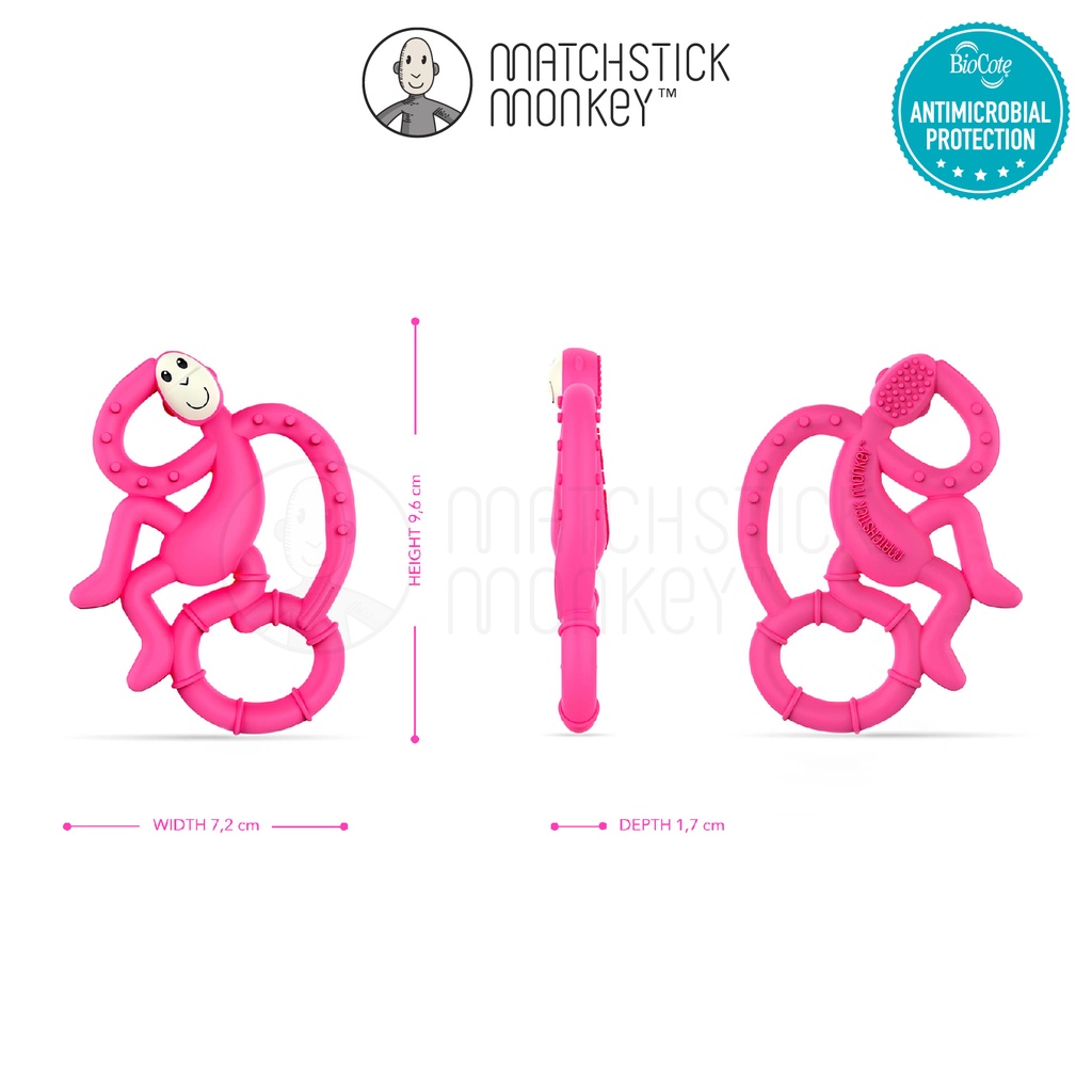 MATCHSTICK MONKEY MINI MONKEY TEETHER _ ยางกัดและของเล่นสำหรับเด็ก เเบรนด์  MATCHSTICK MONKEY  - MINI MONKEY DESIGN PINK