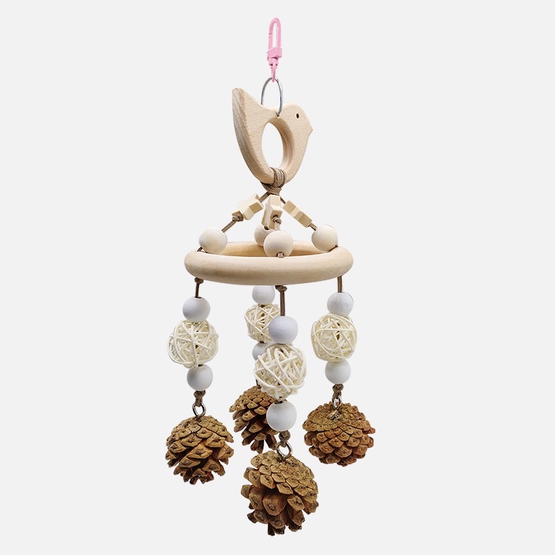 B-76 ของเล่นนกแก้ว ของเล่นกัดแทะ ลูกสน วัสดุธรรมชาติ 20cm