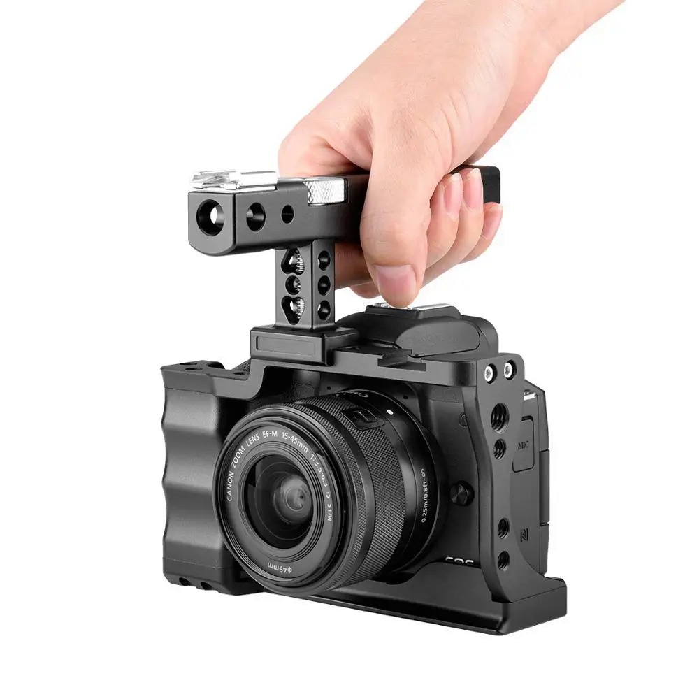 Yelangu M50กรงกล้องมืออาชีพอลูมิเนียมฟิล์มภาพยนตร์ทำวิดีโอ S Tabilizer Rig สำหรับ Canon EOS M50ที่มีมือจับด้านบน