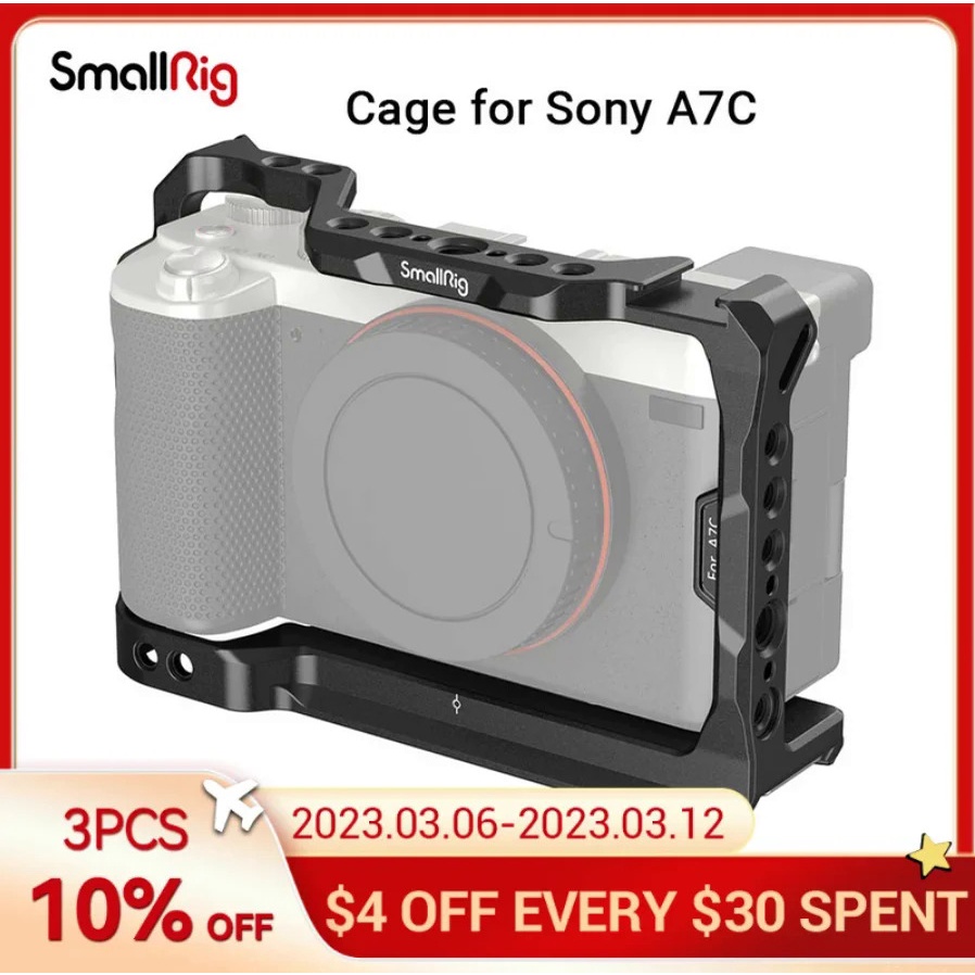 SmallRig A7C อลูมิเนียมอัลลอยด์ Full Cage กล้องสำหรับ Sony A7C พร้อม Arca-Swiss Quick Release Plate ELong Camera Cage -