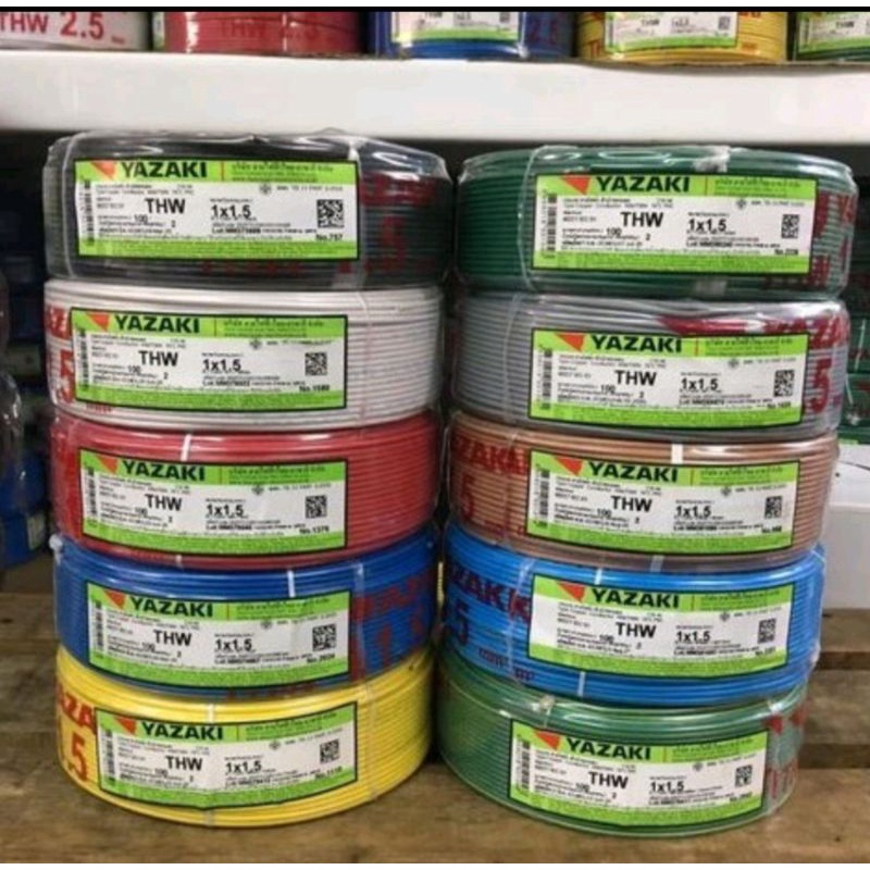 สายไฟ Yazaki  THW 2.5 /4  ( ตัดแบ่งขาย เมตร) (1 ชิ้น = 1เมตร/ชิ้น/สี)
