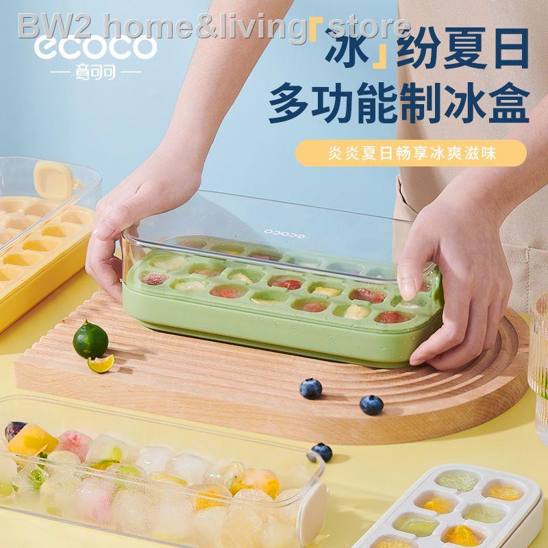 เครื่องทำน้ำแข็งขนาดเล็ก ✗Ecoco ถาดแม่พิมพ์ซิลิโคน เกรดอาหาร พร้อมฝาปิด หลายช่อง สําหรับทําน้ําแข็ง 