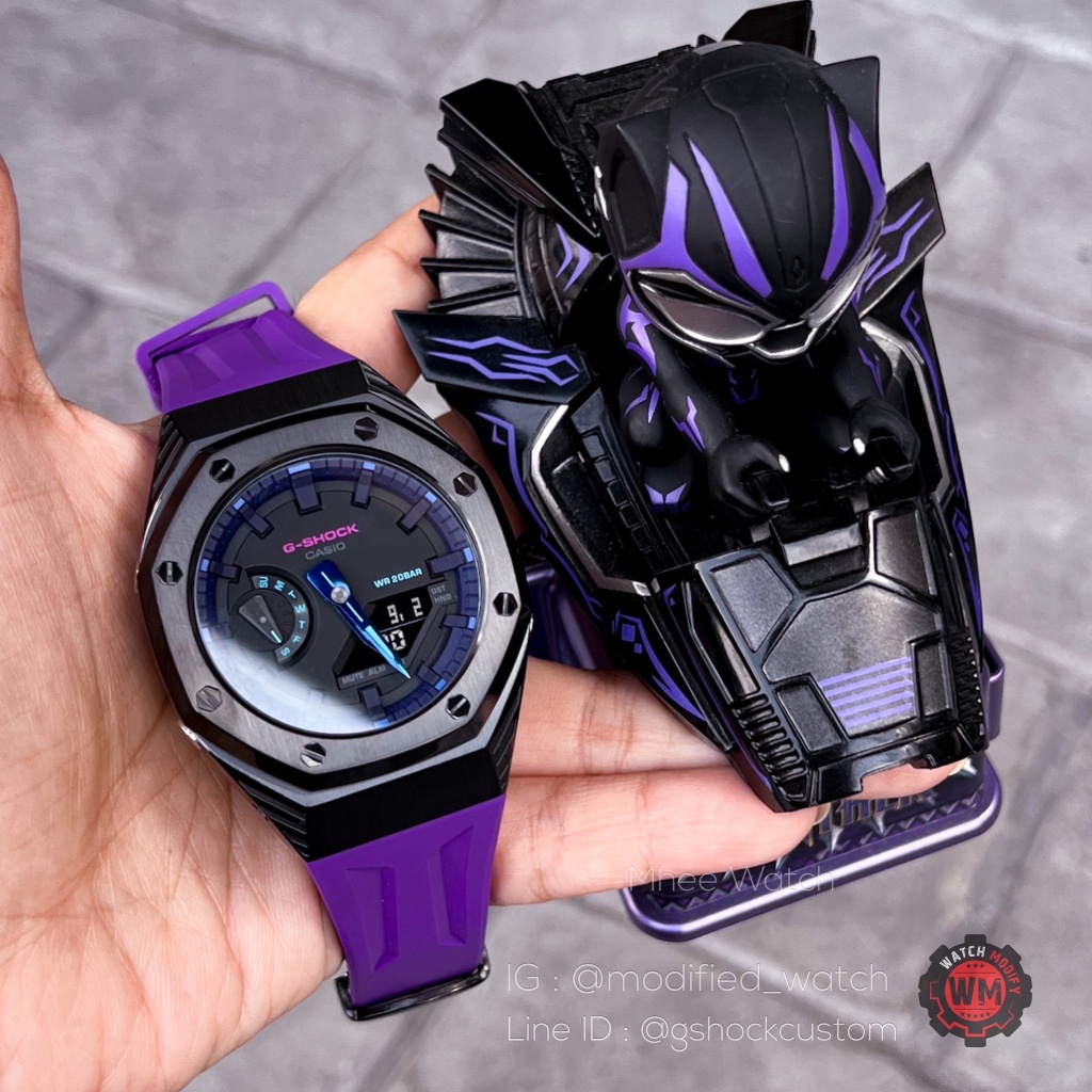 G-SHOCK Casioak ga-2100 Black Panther New Version Black Stainless with Rubber Straps