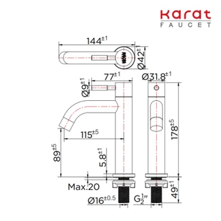Karat Faucet ก๊อกเดี่ยวอ่างล้างหน้าแบบก้านปัด (สเตนเลส 304) รุ่น KF-79-100B-63