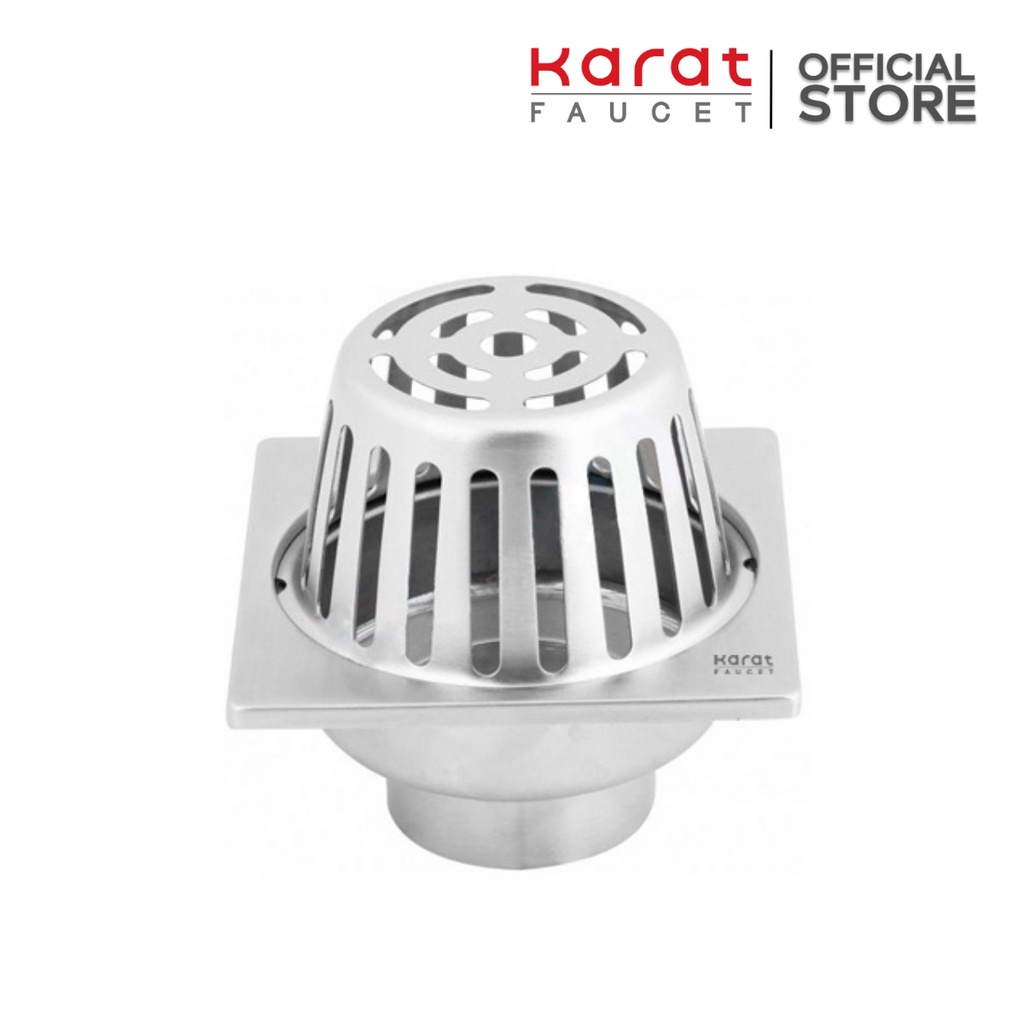 Karat Faucet ตะแกรงระบายน้ำแบบกลม (Roof drain)  ต่อท่อ PVC ขนาด Ø 2-3.5  นิ้ว หน้าแปลน 4 นิ้ว รุ่น K