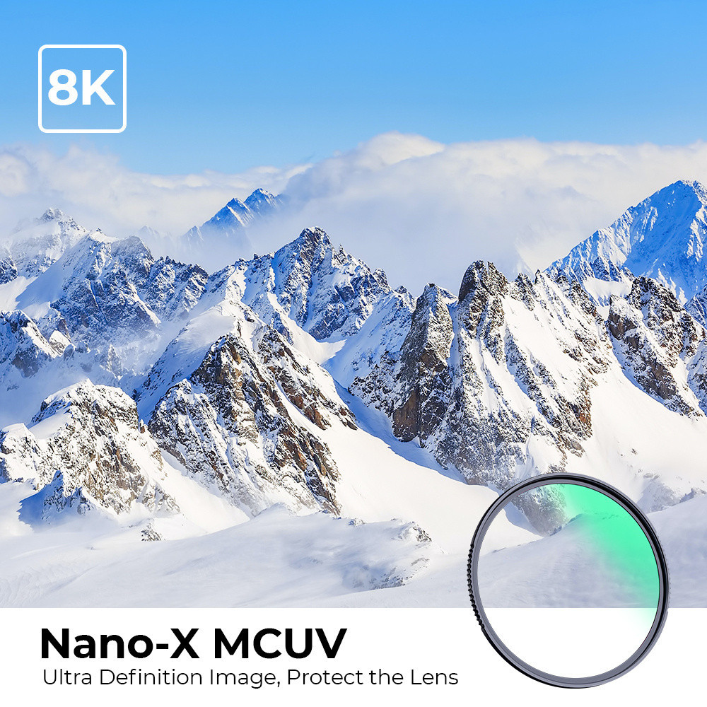 K&F CONCEPT NANO-X ซีรี่ส์ แผ่นกรอง MCUV ใสพิเศษ กันน้ำ กันรอยขีดข่วน พร้อมผ้าทำความสะอาด 3 ชิ้น
