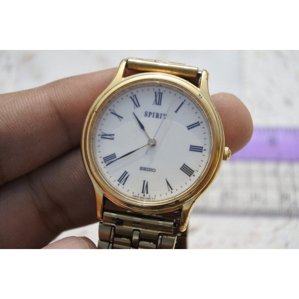 นาฬิกา Vintage มือสองญี่ปุ่น Seiko Spirit 8N41 6130 หน้าปัดตัวเลขโรมัน ผู้ชาย ทรงกลม Quartz ขนาด33m ใช้งานได้ปกติ ของแท้
