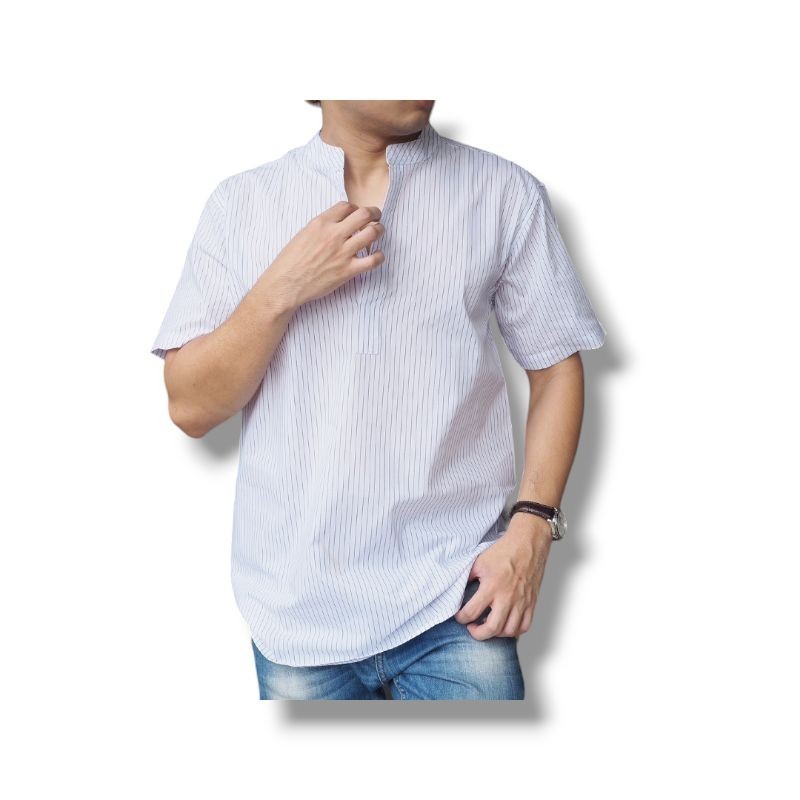 เสื้อเชิ้ต คอโปโล ลายริ้ว เสื้อเชิ้ตผู้ชายแขนยาว เสื้อเชิ้ตแบบลายริ้ว