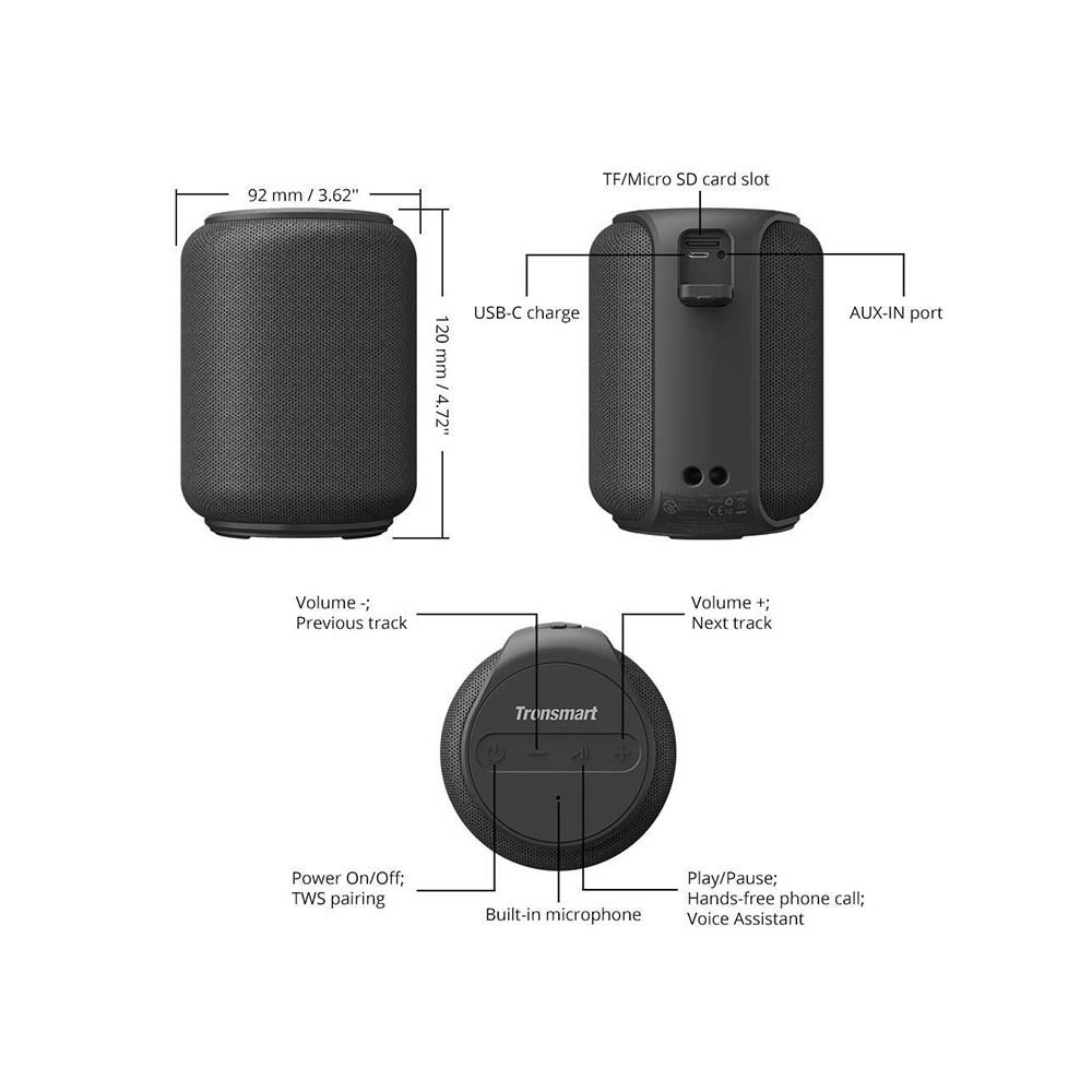 Tronsmart Bluetooth Speaker Element T6 Mini 15W ลำโพงบลูทูธ by Studio7