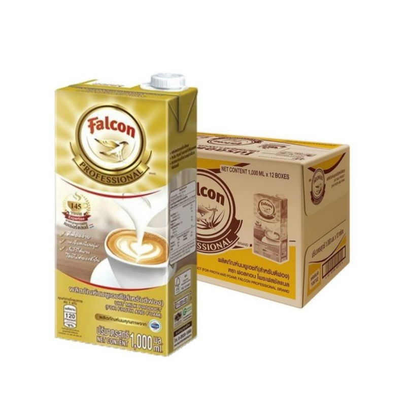Falcon นกเหยี่ยว นมสำหรับตีฟอง 1ล. x12กล่อง นม