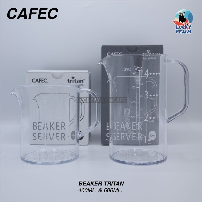 CAFEC Tritan Beaker 400ML./600ML. พลาสติกไททันใช้รองดริปเปอร์มีหูจับ สินค้าของแท้จากญี่ปุ่น
