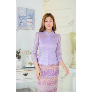 เสื้อลูกไม้คอจีนอัดผ้ากาว (เฉพาะเสื้อ)