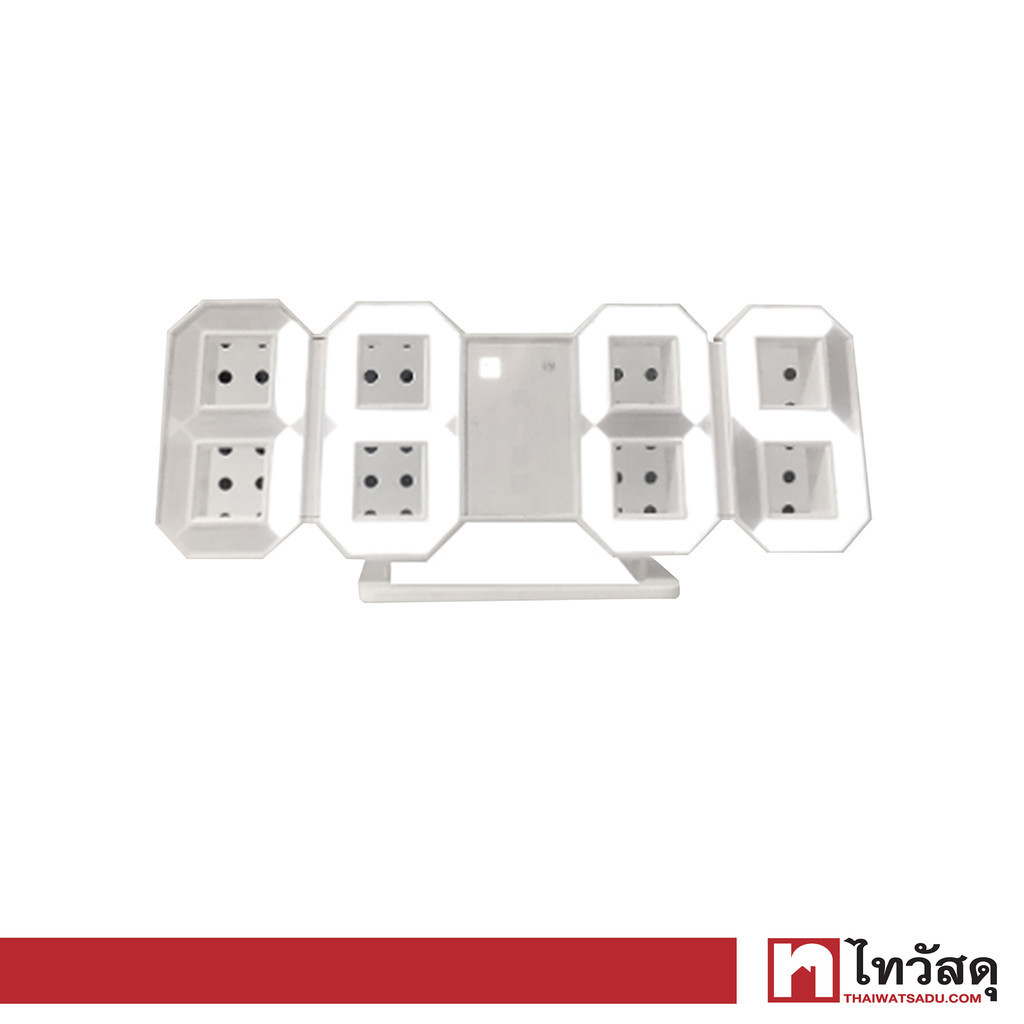 KASSA HOME นาฬิกาดิจิทัลตั้งโต๊ะพลาสติก LED 3D รุ่น S663 ขนาด 23.5 x 5 x 9.6 ซม. สีขาว