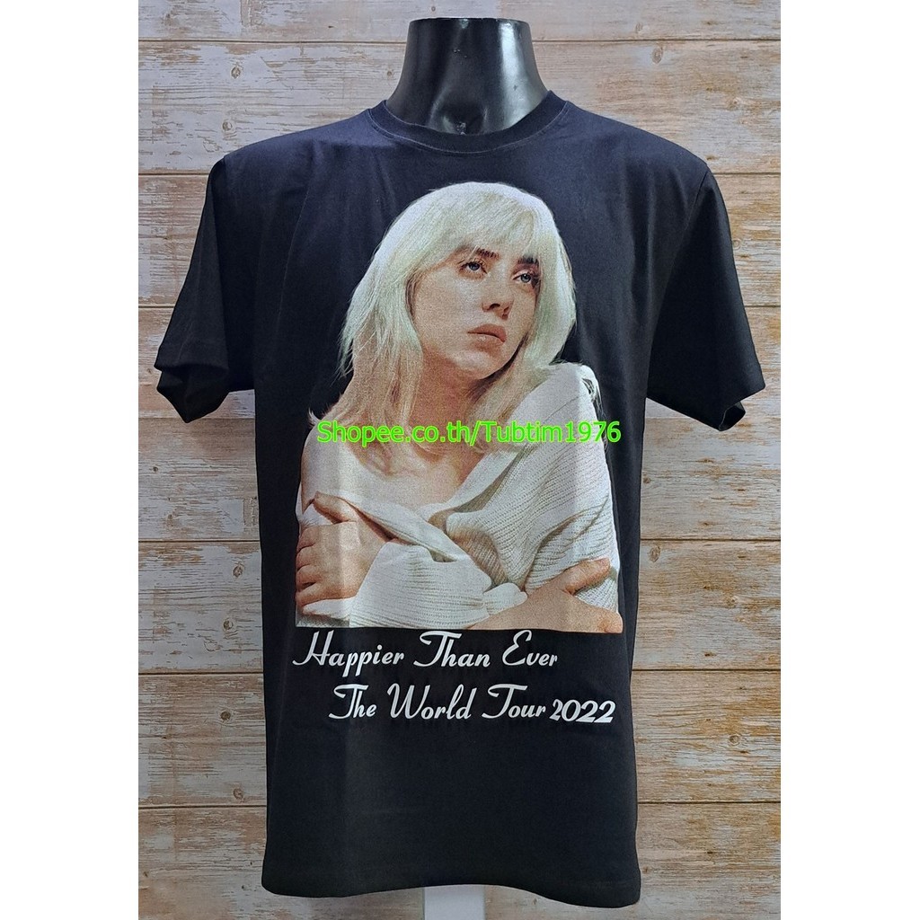เสื้อยืด Billie Eilish ลาย ทัวร์ Happier Than Ever 2022 Tour Shirt Altern สีดำ BEH1890