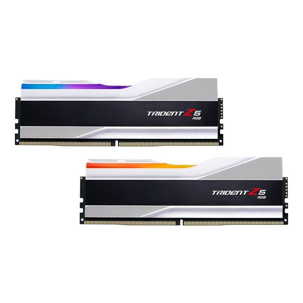 64GB (32GBx2) DDR5 5600MHz RAM G.SKILL TRIDENT Z5 RGB (INTEL XMP) (METALLIC SILVER) (F5-5600J2834F32GX2-TZ5RS)