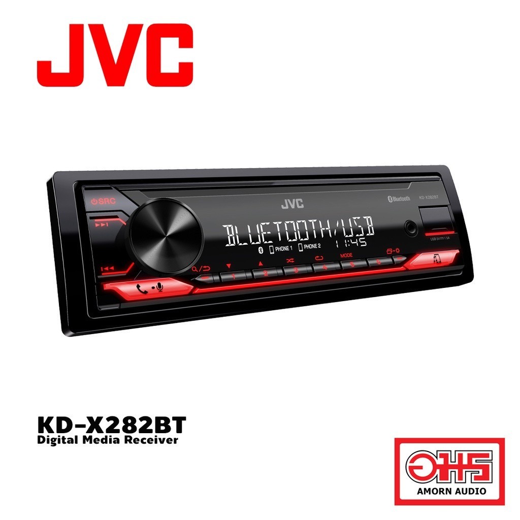 JVC KD-X282BT เครื่องเสียงติดรถยนต์ 1 DIN แบบไม่มีซีดี USB Spotify Bluetooth®  FLAC  13-Band EQ / USB  AMORN AUDIO