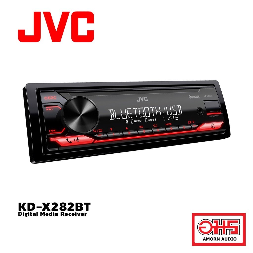 JVC KD-X282BT เครื่องเสียงติดรถยนต์ 1 DIN แบบไม่มีซีดี USB Spotify Bluetooth®  FLAC  13-Band EQ / US