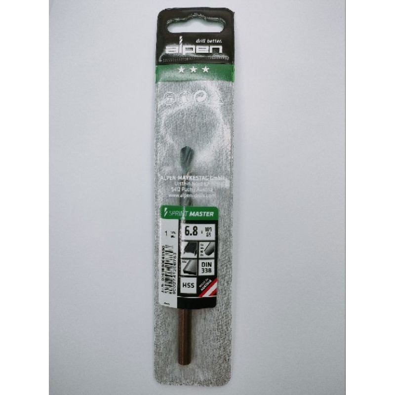 ดอกสว่านเจาะเหล็ก/Alpen/HSS Sprint Master/ขนาด6.8mm.