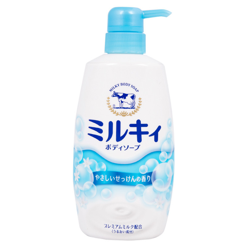 cow brand milky body soap mild soap 550ml. ครีมอาบน้ำสูตรน้ำนมพรีเมี่ยม ขจัดเซลล์ผิวเก่าและสิ่งสกปรก
