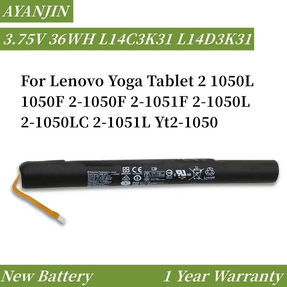 แบตเตอรี่36WH 3.75V L14C3K31สำหรับแท็บเล็ตโยคะ Lenovo 2 1050L 1050F 2-1050F L14D3K31 2-1050LC 2-1051
