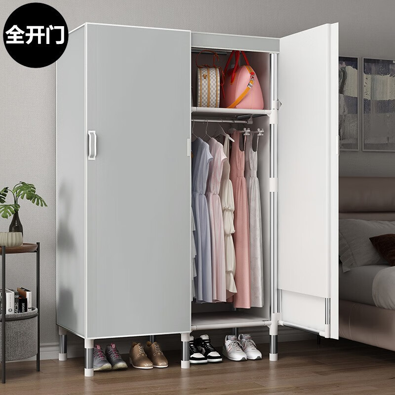 HotรับประกันคุณภาพOuliyang Single Cloth Wardrobe【Open Door Style】Simple Wardrobe Bold Reinforcement Thick Oxford Cloth S
