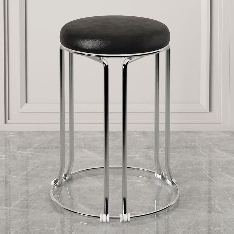 HotรับประกันคุณภาพHome Stool Small round Stool High Stool Bench Stackable Simple Fashion Metal Step Stool Steel Bar Soft
