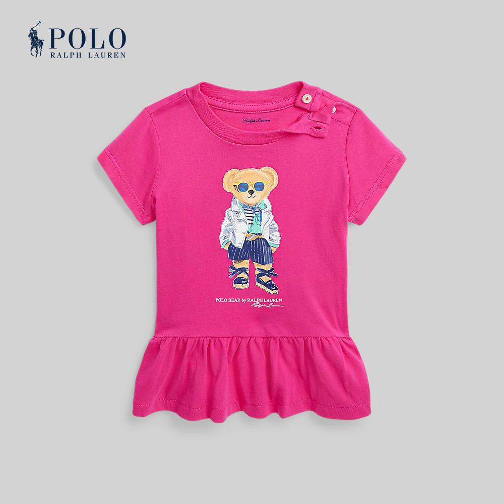 Polo Ralph Lauren Kids เสื้อยืดเด็กผู้หญิง Polo Bear Cotton Jersey Peplum Tee รุ่น CWPOTSHF8020108 สีชมพู