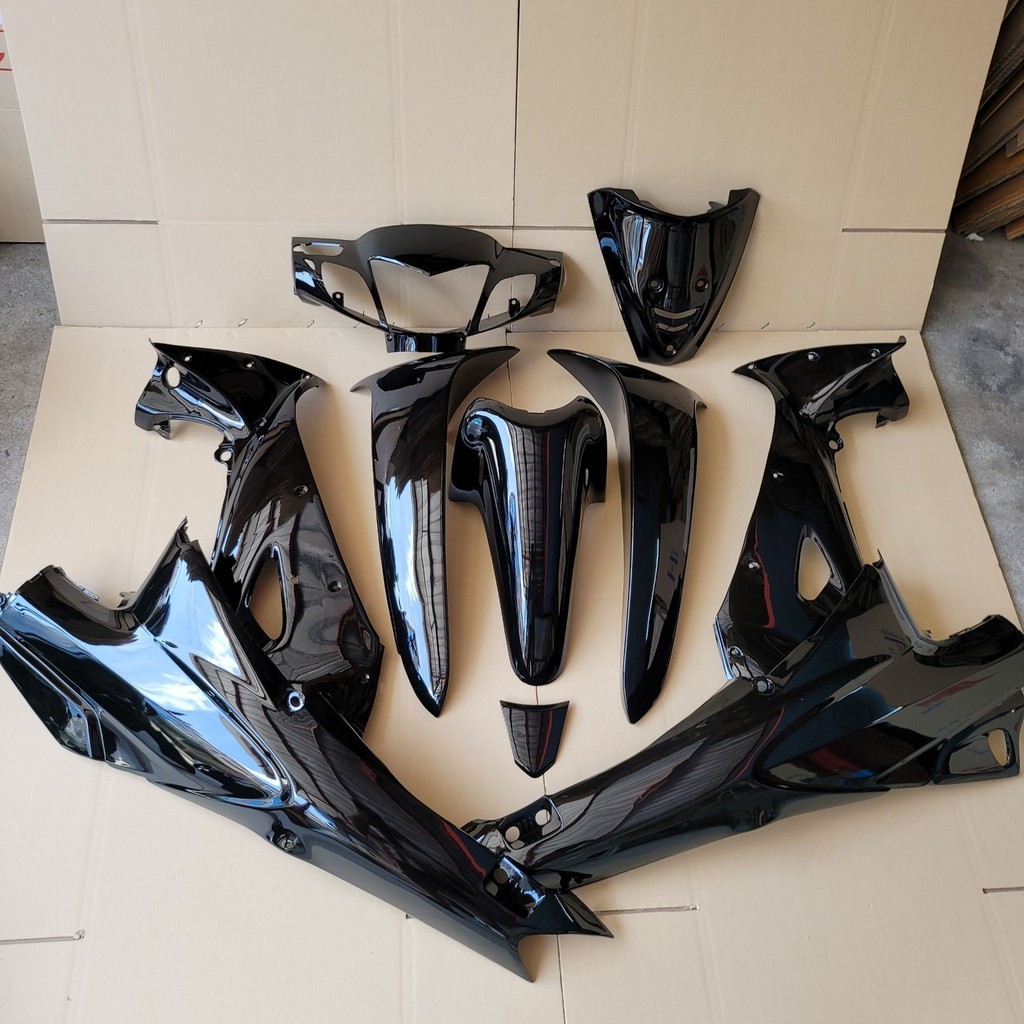 ชุดสี เวฟ 125R กุญแจกลม WAVE 125R ชุดสี ขุดแต่ง แฟริ่ง เฟรมรถ สีดำ ยกชุด 10ชิ้น
