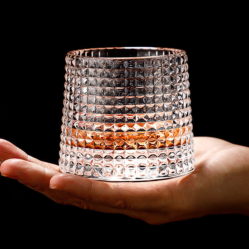 Thickened Rotating Tumbler Whiskey Glass Style Nordic Glass Cup Spirits Creative Personality Liquor 